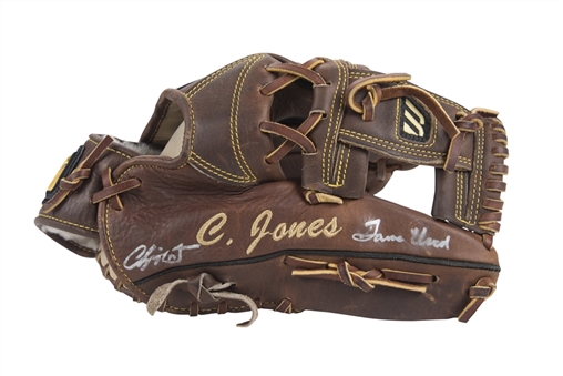 1998-1999 Chipper Jones Game Used & Signed Mizuno MCL 5001 Model Fielders Glove (PSA/DNA, MEARS, Steiner & Jones LOA) 